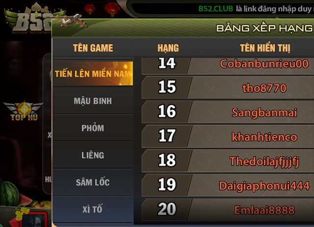 Mẹo chơi game Tiến lên miền Nam B52club
